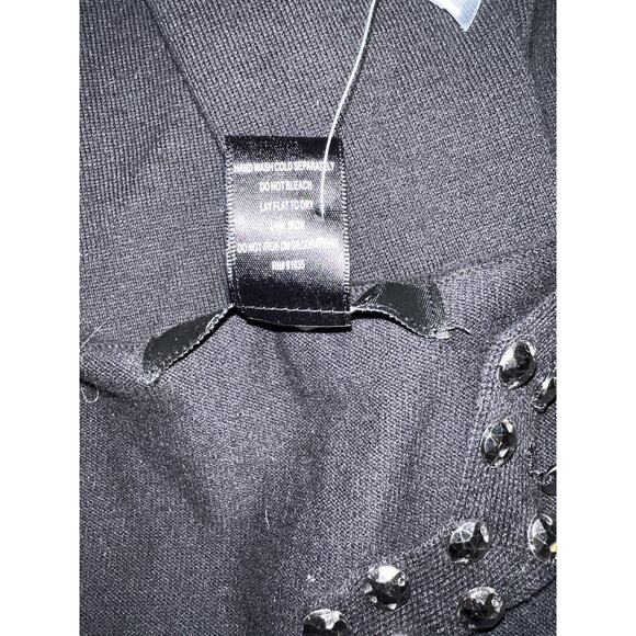 New ASHLEY STEWART Top Sz 18/20 Black Nailhead Stud Strappy Neck Knit Pullover - Picture 10 of 10
